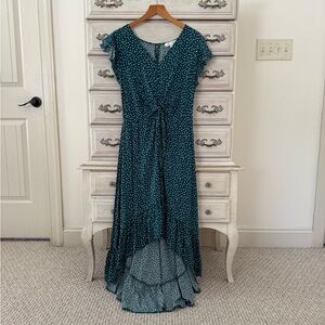 Vici Teal Polka Dot Midi Dress
